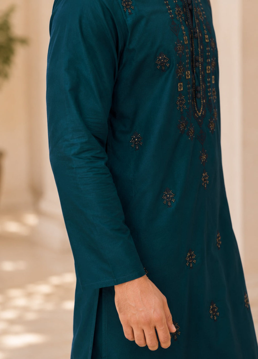 TGM Mens RTW Chikankari Chikankari Kurta Pajama Suit Elvar Teal Festive Collection