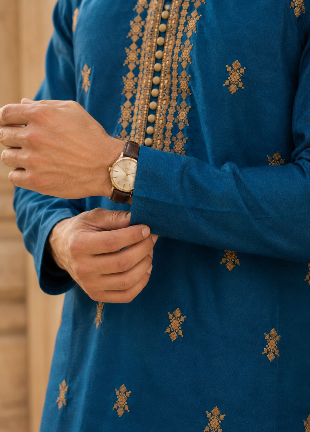 TGM Mens RTW Chikankari Chikankari Kurta Pajama Suit Aeron Blue Festive Collection