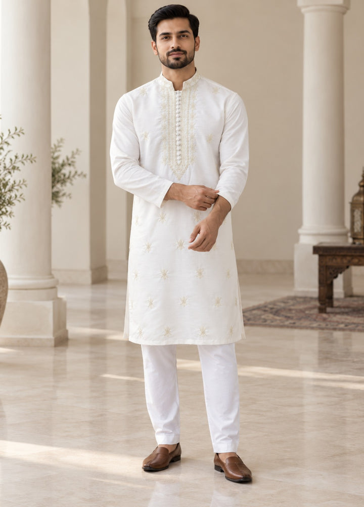 TGM Mens RTW Chikankari Chikankari Kurta Pajama Suit Aeron Pearl Festive Collection