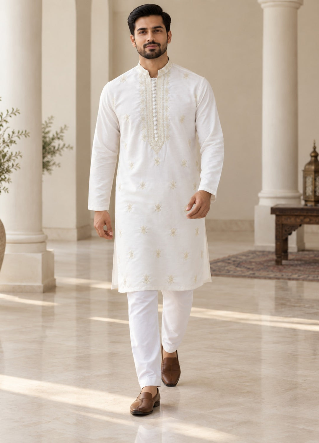 TGM Mens RTW Chikankari Chikankari Kurta Pajama Suit Aeron Pearl Festive Collection