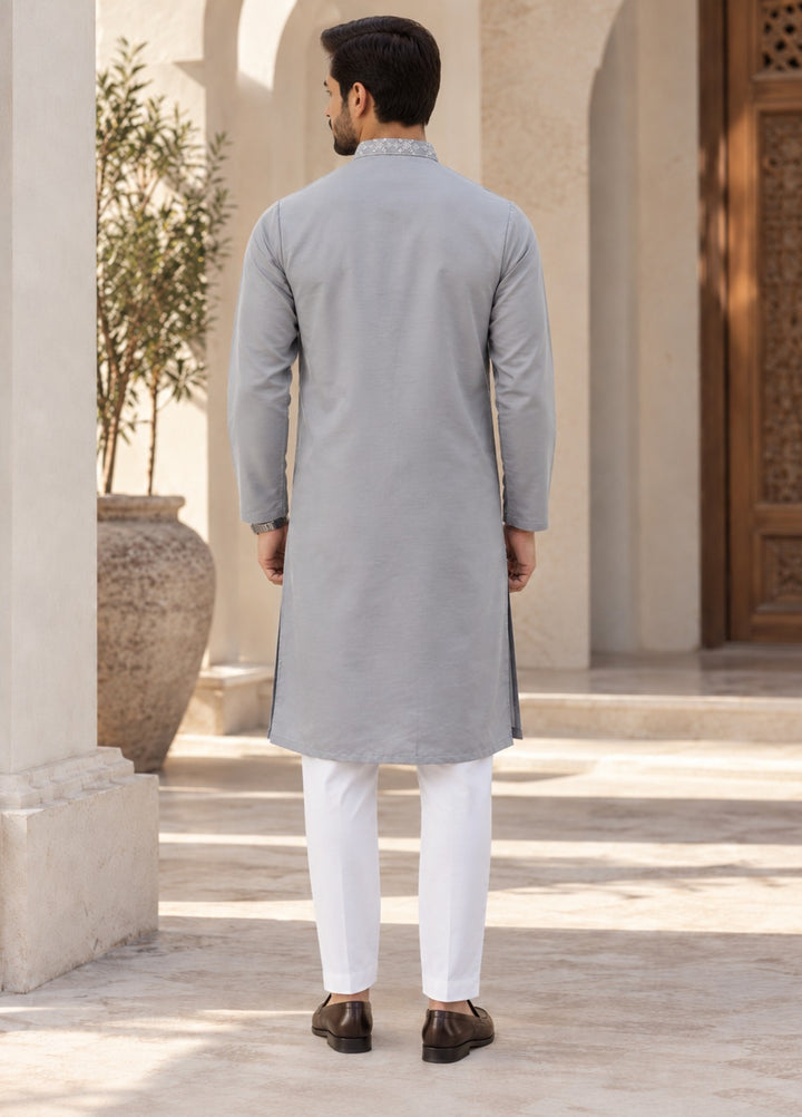 TGM Mens RTW Chikankari Chikankari Kurta Pajama Suit Aeron Grey Festive Collection