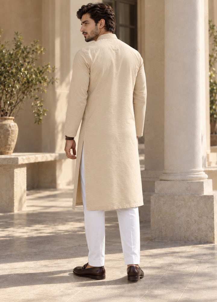 TGM Mens RTW Chikankari Chikankari Kurta Pajama Suit Vintage Cream Festive Collection
