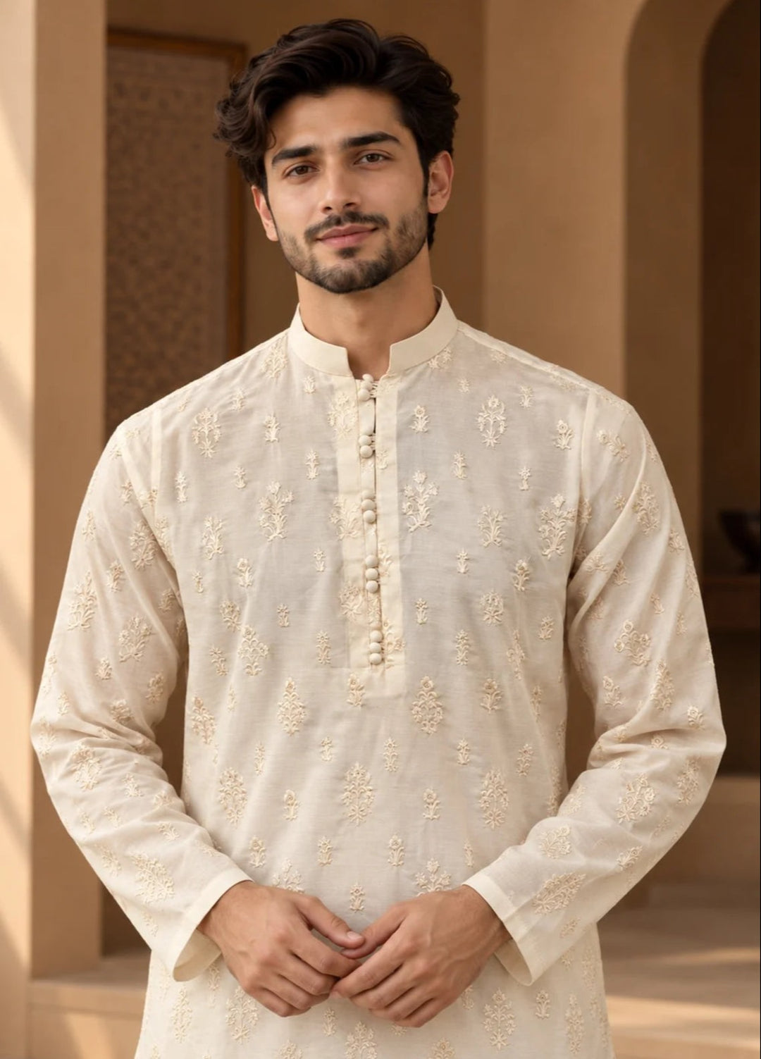 TGM Mens RTW Chikankari Chikankari Kurta Pajama Suit Titan Pearl Festive Collection