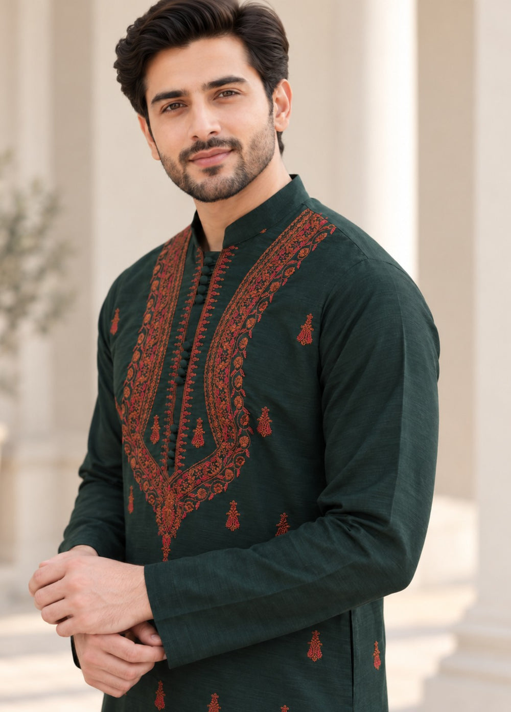 TGM Mens RTW Chikankari Chikankari Kurta Pajama Suit Vian Forest Festive Collection