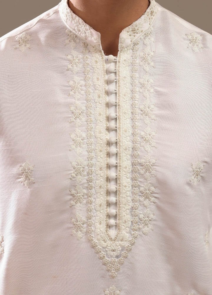 TGM Mens RTW Chikankari Chikankari Kurta Pajama Suit Aeron White Festive Collection