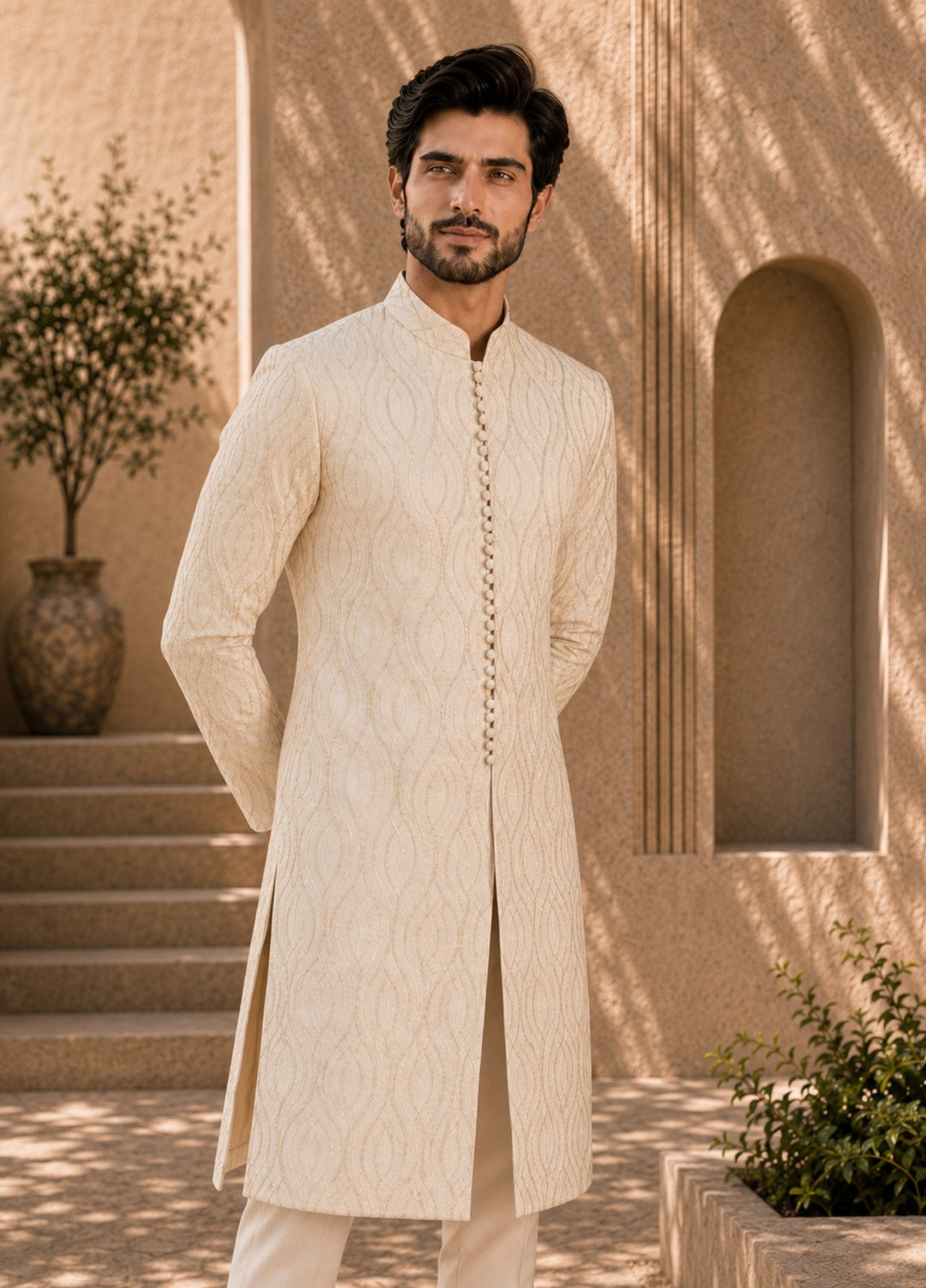 TGM Mens RTW Chikankari Chikankari Kurta Pajama Suit Royan Pearl Festive Collection