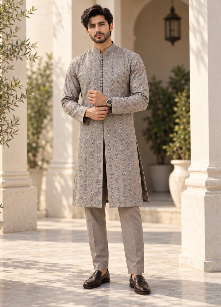 TGM Mens RTW Chikankari Chikankari Kurta Pajama Suit Royan Grey Festive Collection