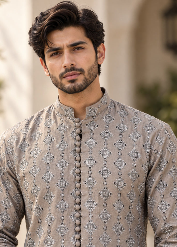 TGM Mens RTW Chikankari Chikankari Kurta Pajama Suit Royan Grey Festive Collection