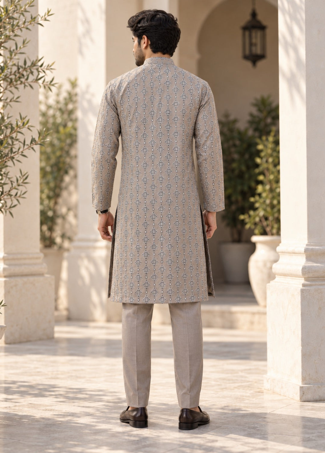 TGM Mens RTW Chikankari Chikankari Kurta Pajama Suit Royan Grey Festive Collection