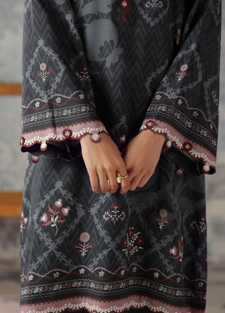 Sahar Unstitched Printed Marina Twill 2 Piece Suit Obsidian Tile Winter Collection