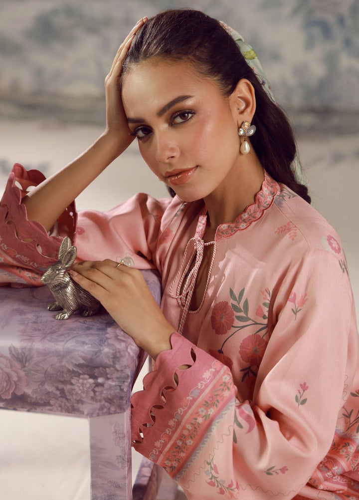 Sahar Unstitched Printed Marina Twill 2 Piece Suit Blushing Petals Winter Collection