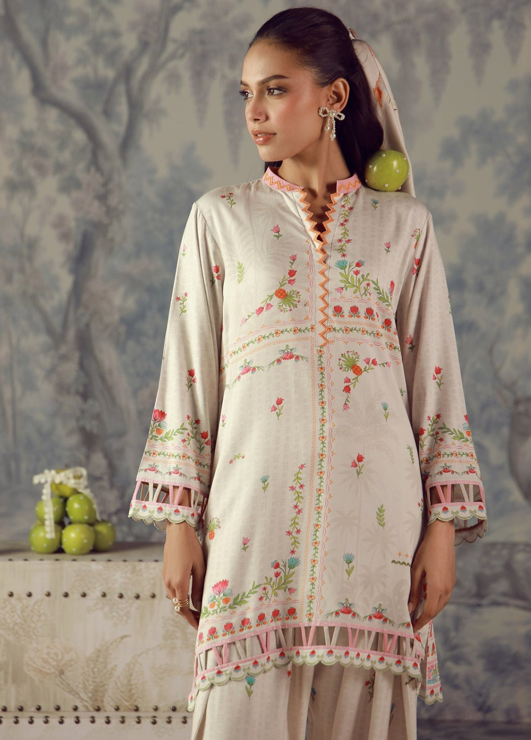 Sahar Unstitched Printed Marina Twill 2 Piece Suit Pastel Lattice Winter Collection