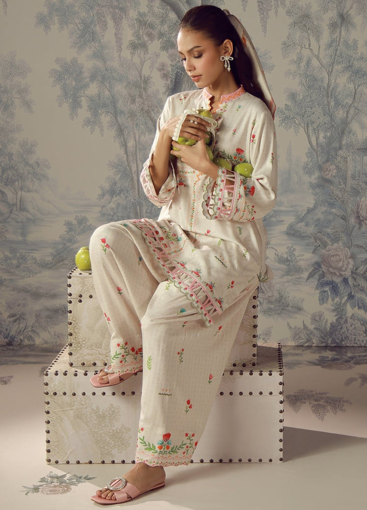 Sahar Unstitched Printed Marina Twill 2 Piece Suit Pastel Lattice Winter Collection