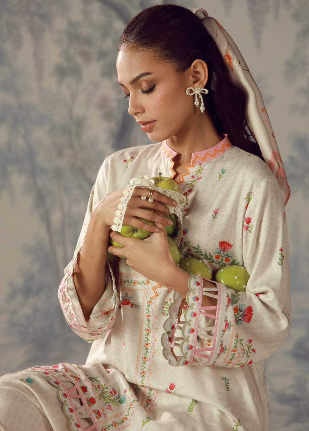 Sahar Unstitched Printed Marina Twill 2 Piece Suit Pastel Lattice Winter Collection