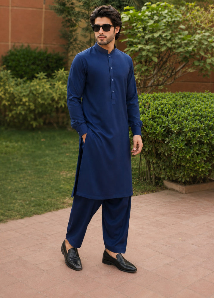 TGM Mens RTW Textured Blended Cotton 3 Piece Suit Sterling Bluecrest Festive Collection
