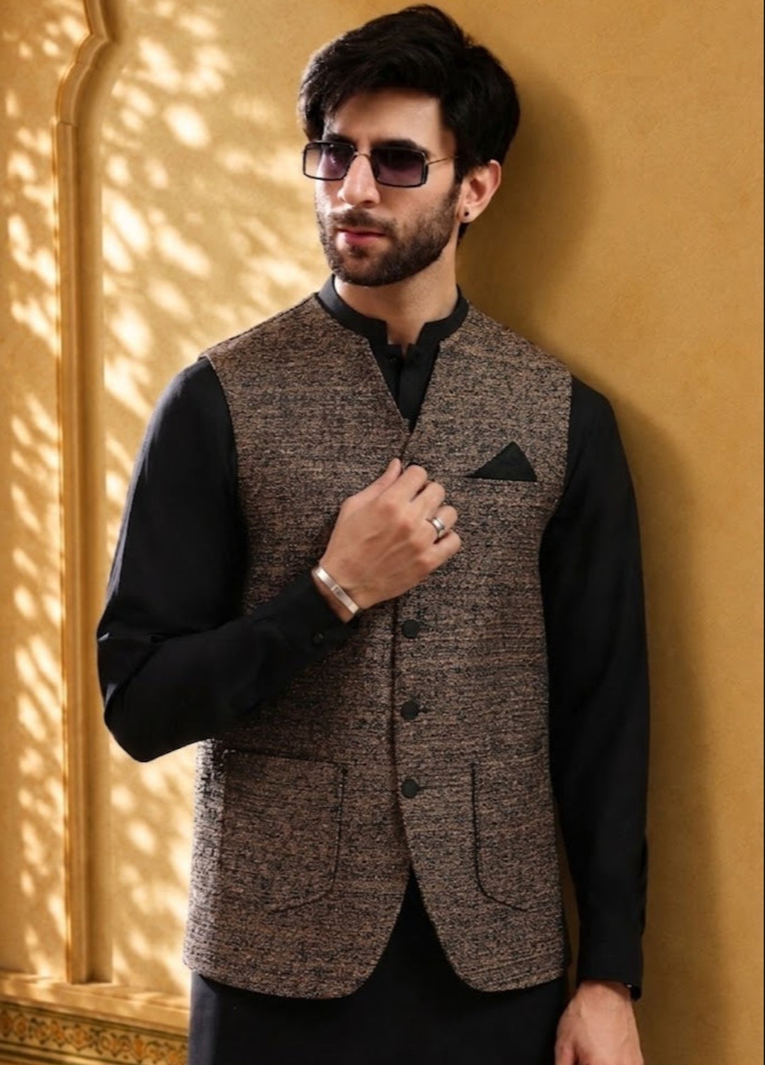 TGM Mens RTW Textured Blended Cotton 3 Piece Suit Meridian Comet Festive Collection