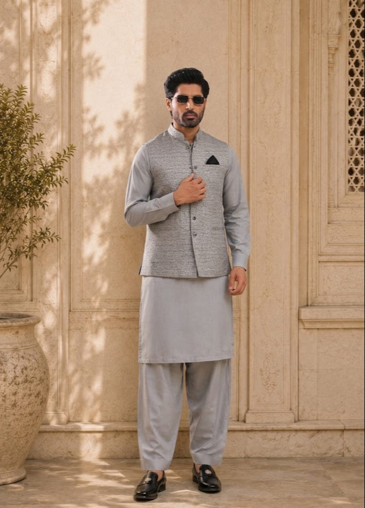 TGM Mens RTW Textured Blended Cotton 3 Piece Suit Meridian Horizon Festive Collection