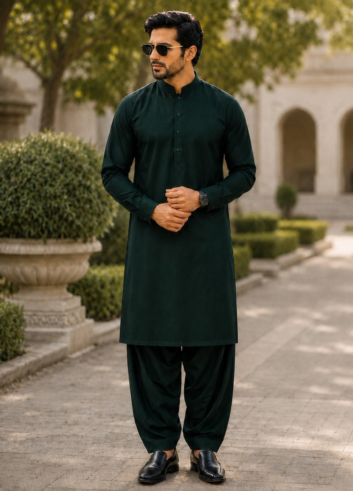TGM Mens RTW Textured Blended Cotton 3 Piece Suit Sterling Jade Festive Collection