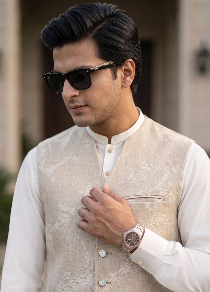 TGM Mens RTW Textured Blended Cotton 3 Piece Suit Sterling Mocha Festive Collection