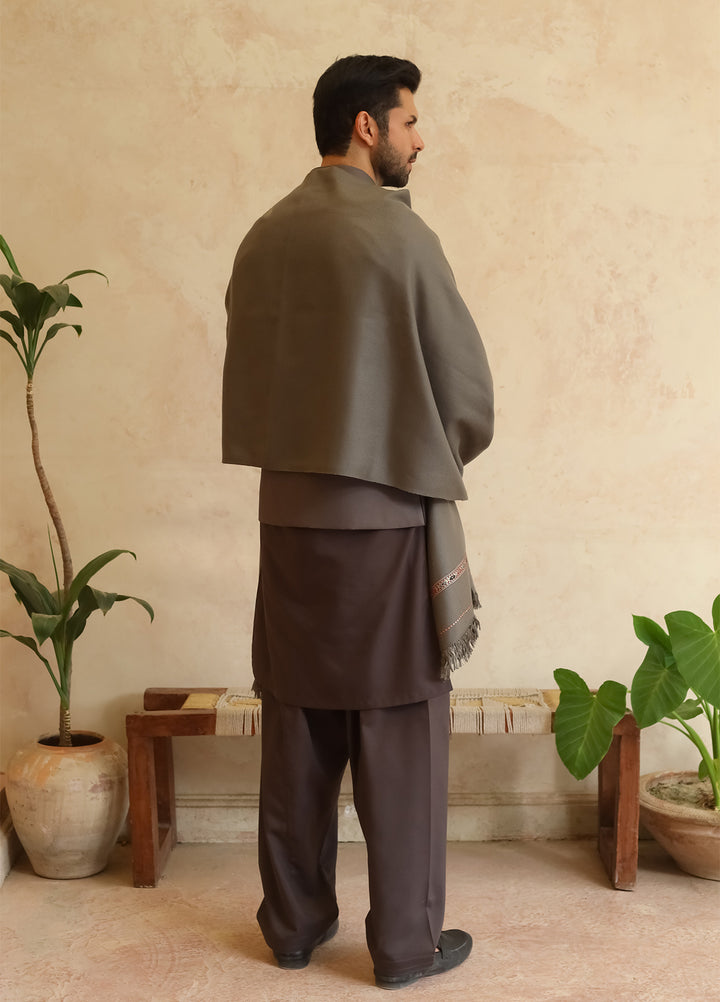 Mazham Mens Shawls Textured Acrylic 1 Piece Mushroom Grey Winter Collection