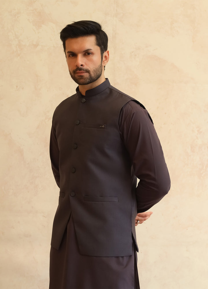A-Line by Mazham RTW Solids Blended 3 Piece Suit Deep Burgundy Winter Collection