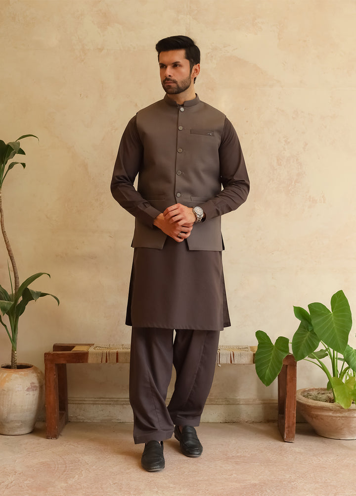 A-Line by Mazham RTW Solids Blended 3 Piece Suit Charcoal Gray Winter Collection