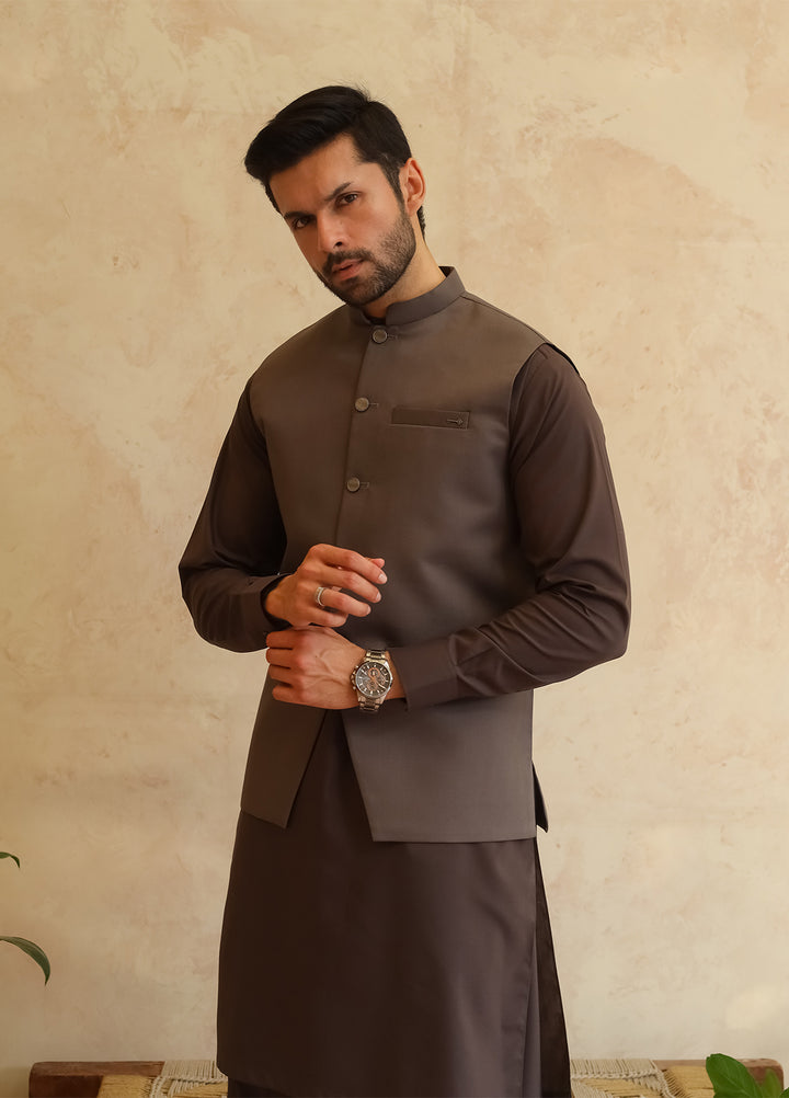 A-Line by Mazham RTW Solids Blended 3 Piece Suit Charcoal Gray Winter Collection