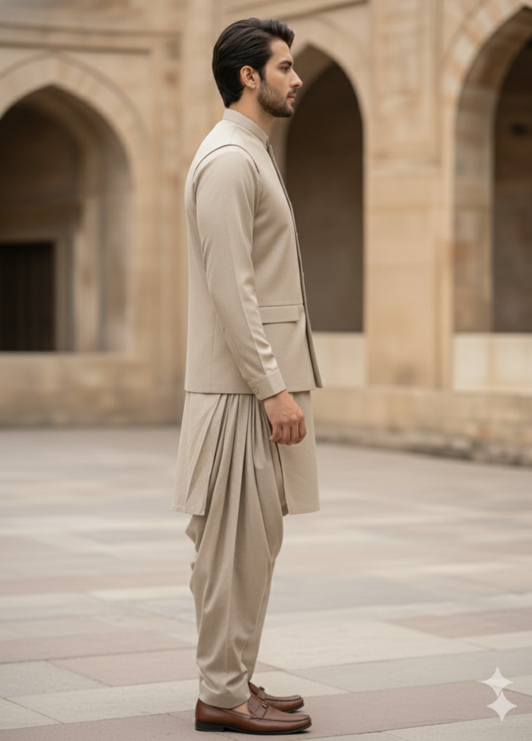TGM Men RTW Solids Blended 3 Piece Suit Sahara Beige Prestige Festive Collection
