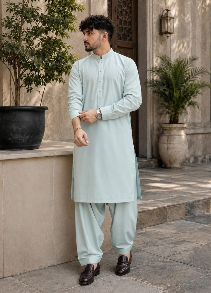 TGM Men RTW Solids Blended 3 Piece Suit Mint Majesty Festive Collection