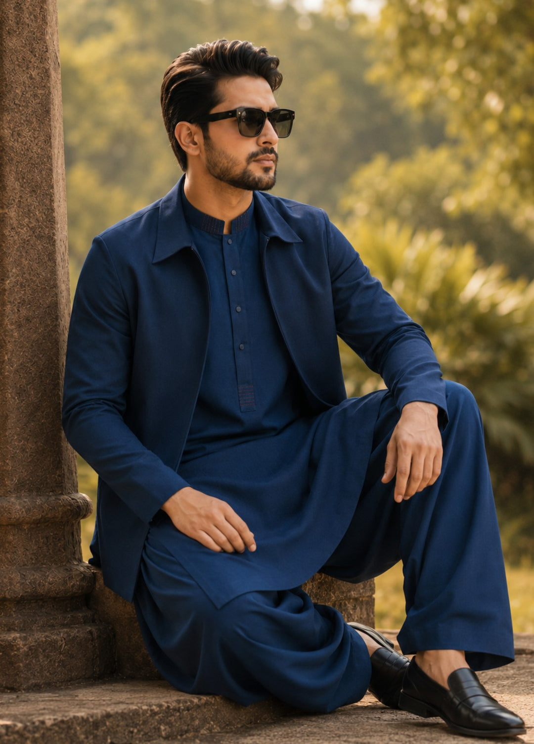 TGM Men RTW Textured Blended 3 Piece Suit Midnight Royale Festive Collection