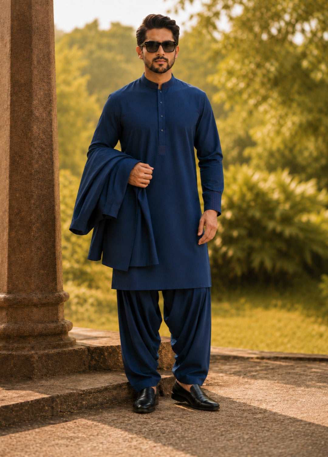 TGM Men RTW Textured Blended 3 Piece Suit Midnight Royale Festive Collection