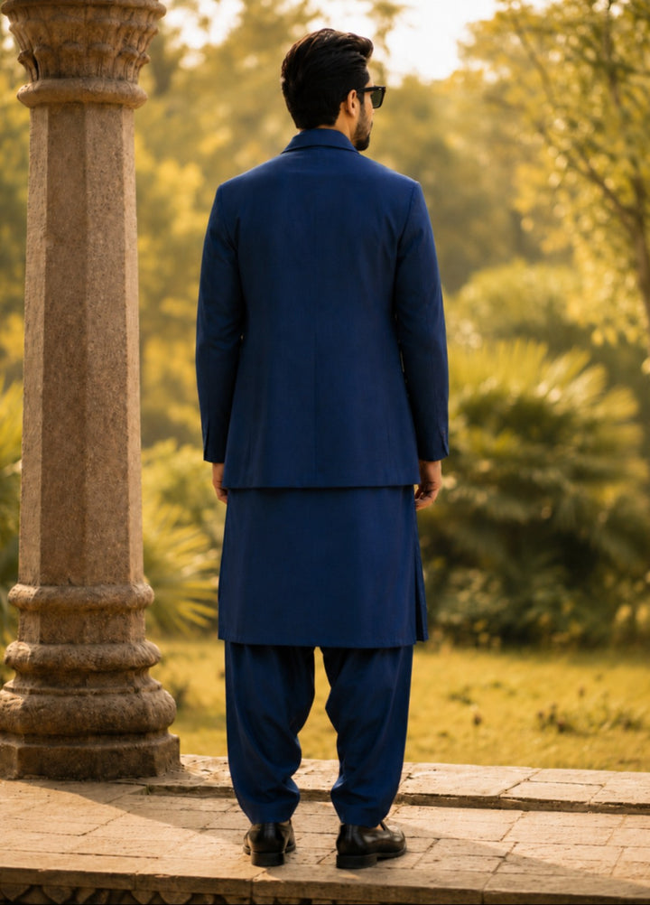 TGM Men RTW Textured Blended 3 Piece Suit Midnight Royale Festive Collection
