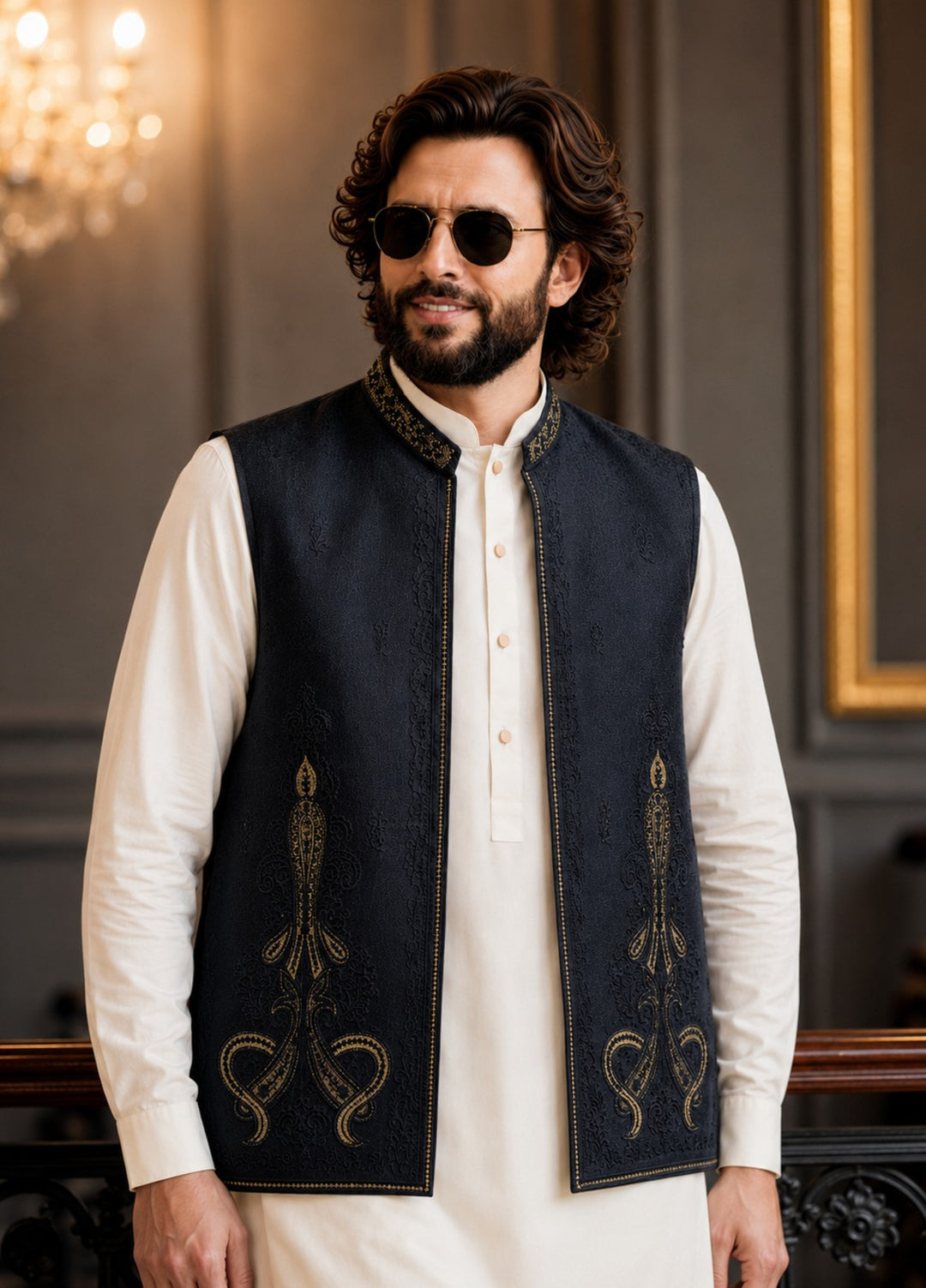 TGM Men RTW Textured Blended 3 Piece Suit Artisan Onyx Festive Collection