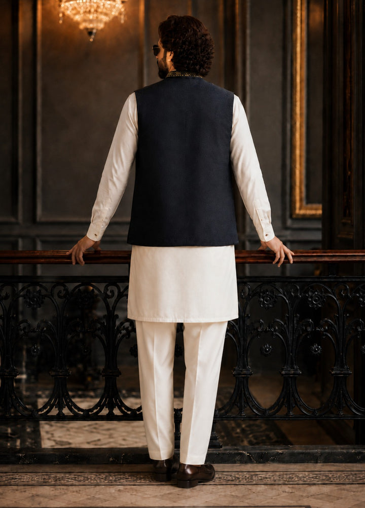 TGM Men RTW Textured Blended 3 Piece Suit Artisan Onyx Festive Collection