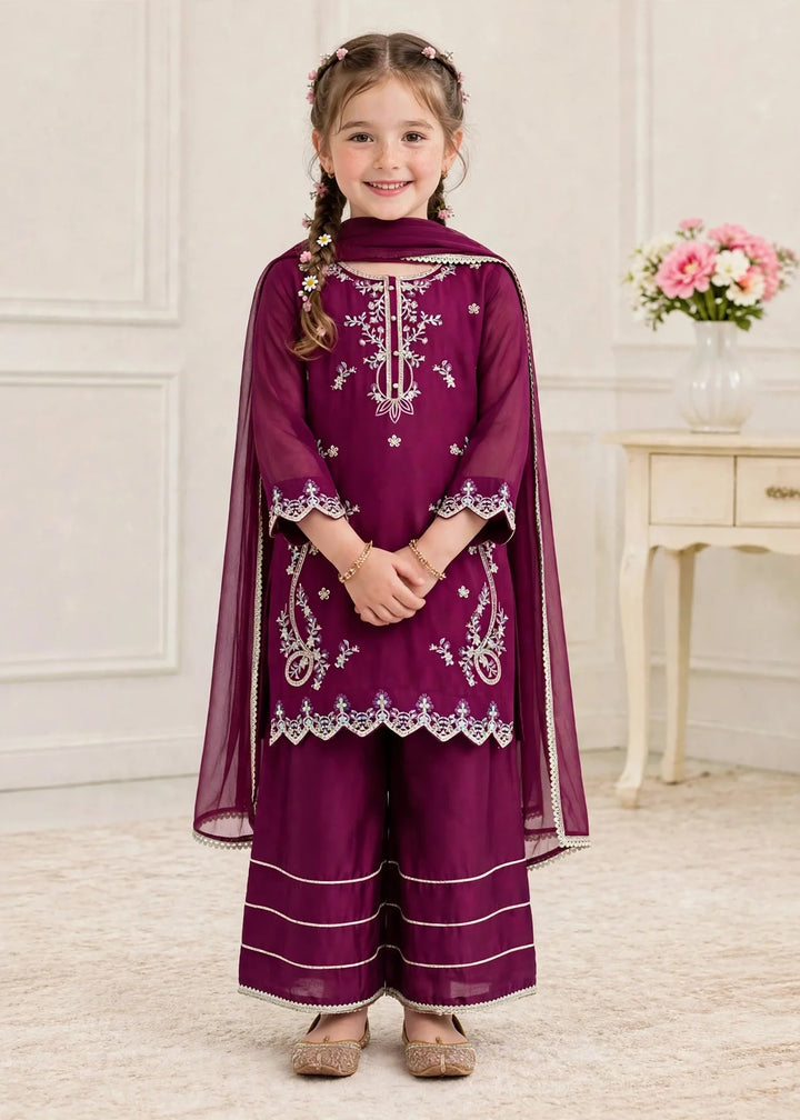 Riwayat by Modest Girls RTW Embroidered Chiffon 3 Piece Suit A080 Purple Festive Collection