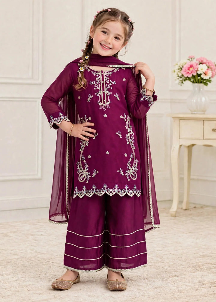 Riwayat by Modest Girls RTW Embroidered Chiffon 3 Piece Suit A080 Purple Festive Collection