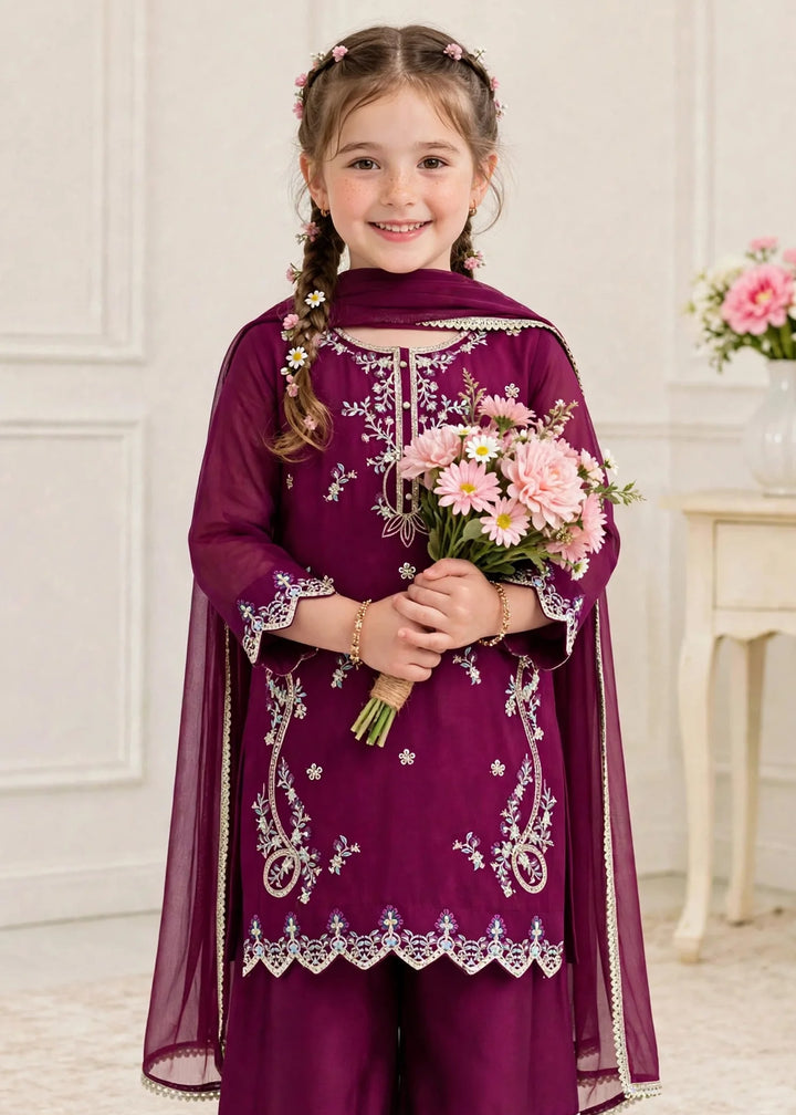 Riwayat by Modest Girls RTW Embroidered Chiffon 3 Piece Suit A080 Purple Festive Collection