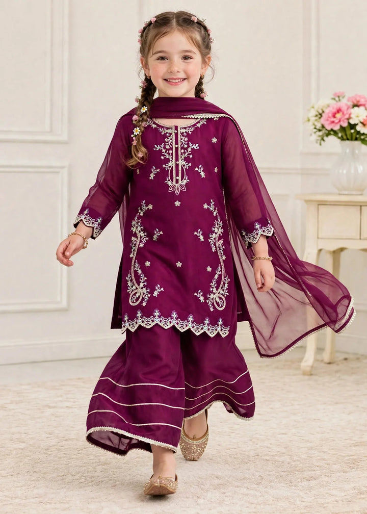 Riwayat by Modest Girls RTW Embroidered Chiffon 3 Piece Suit A080 Purple Festive Collection