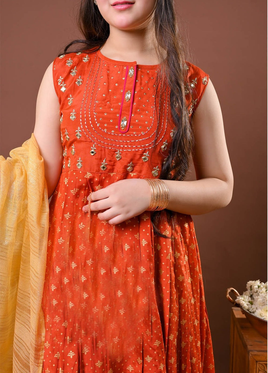 Senorita Girls RTW Embroidered Viscose Raw Silk 3 Piece Suit GDD-03255 Winter Collection