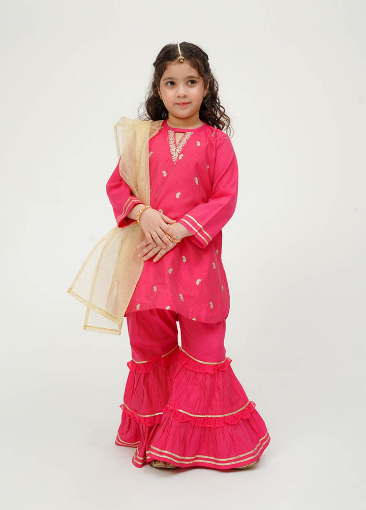 Senorita Girls RTW Embroidered Viscose Raw Silk 3 Piece Suit KDD-03625 Winter Collection