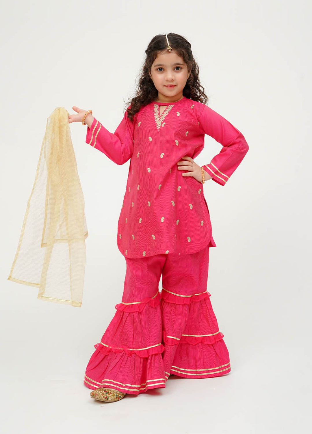 Senorita Girls RTW Embroidered Viscose Raw Silk 3 Piece Suit KDD-03625 Winter Collection