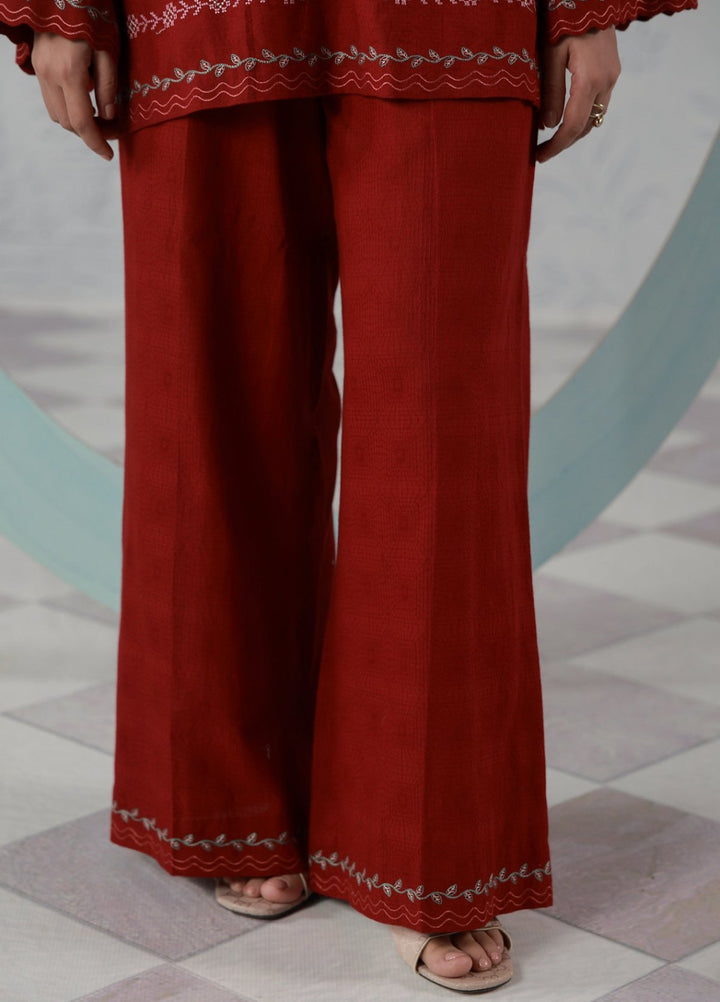 Sahar Women RTW Embroidered Jacquard 2 Piece Suit Crimson Moon Casual Collection