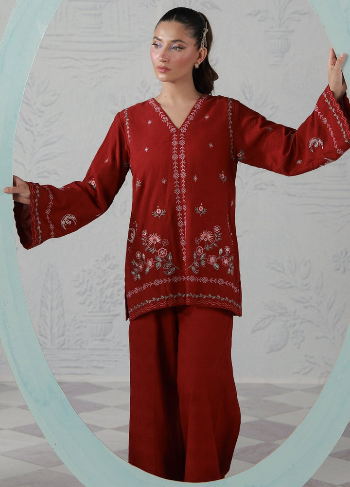 Sahar Women RTW Embroidered Jacquard 2 Piece Suit Crimson Moon Casual Collection
