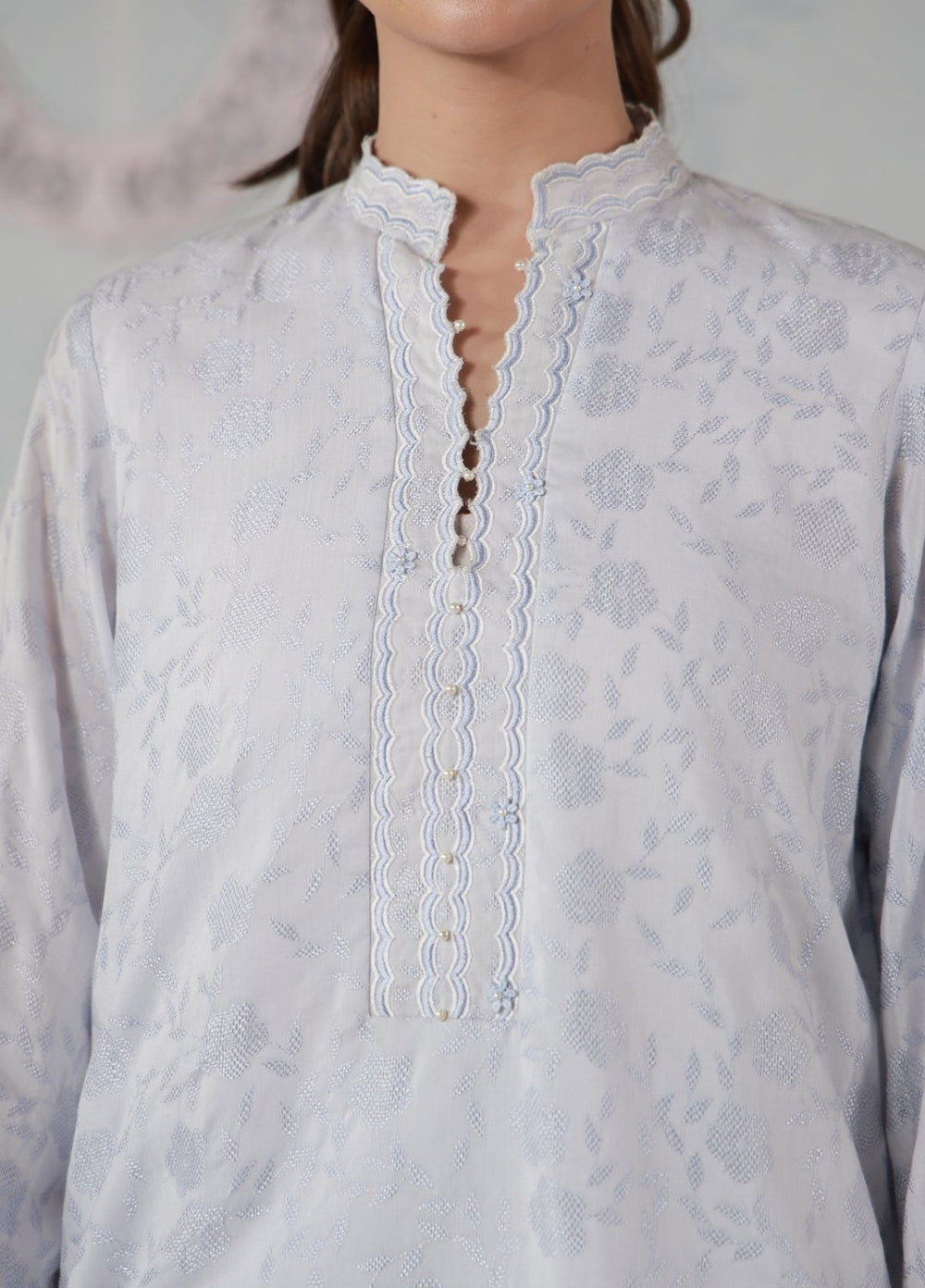 Sahar Women RTW Embroidered Jacquard 2 Piece Suit Bluebell Casual Collection