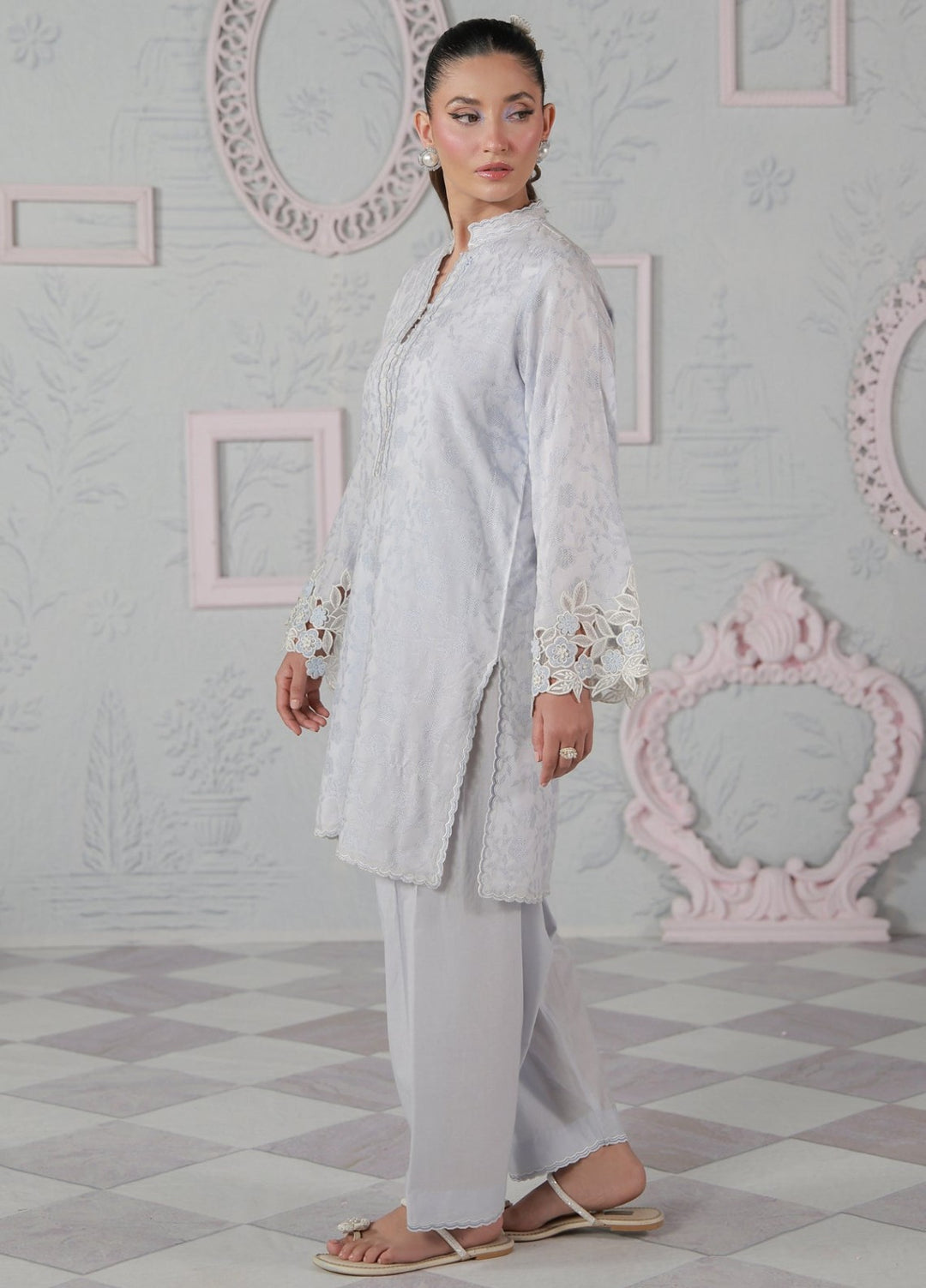 Sahar Women RTW Embroidered Jacquard 2 Piece Suit Bluebell Casual Collection