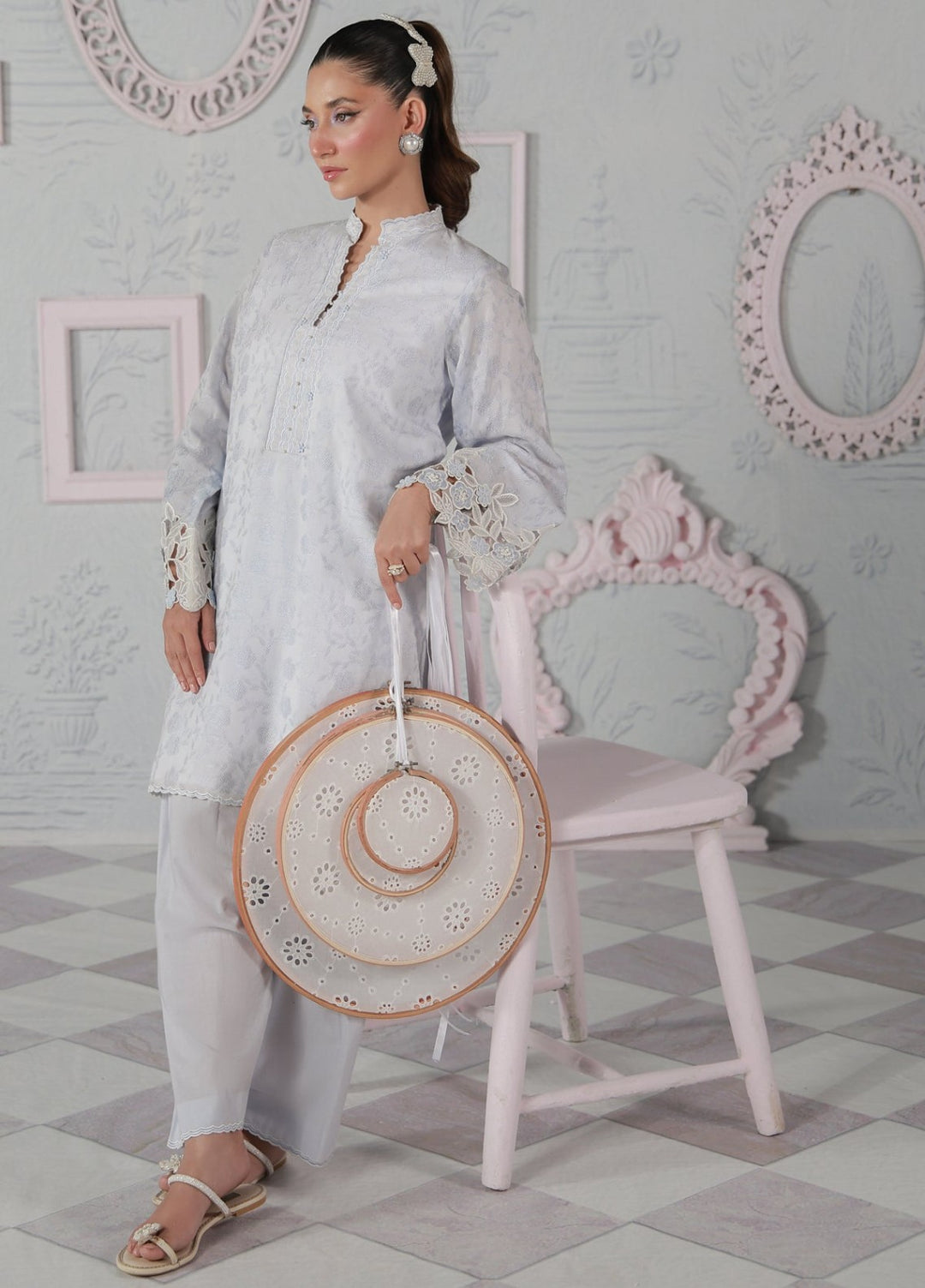 Sahar Women RTW Embroidered Jacquard 2 Piece Suit Bluebell Casual Collection