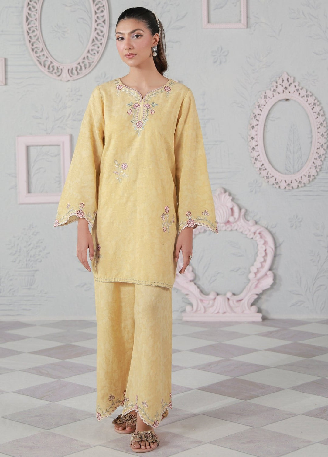 Sahar Women RTW Embroidered Jacquard 2 Piece Suit Sunshine Casual Collection