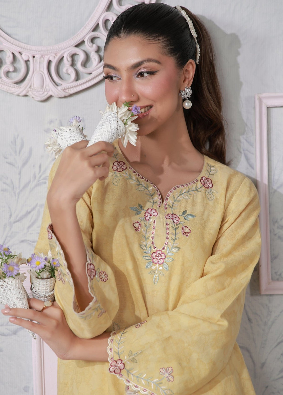 Sahar Women RTW Embroidered Jacquard 2 Piece Suit Sunshine Casual Collection