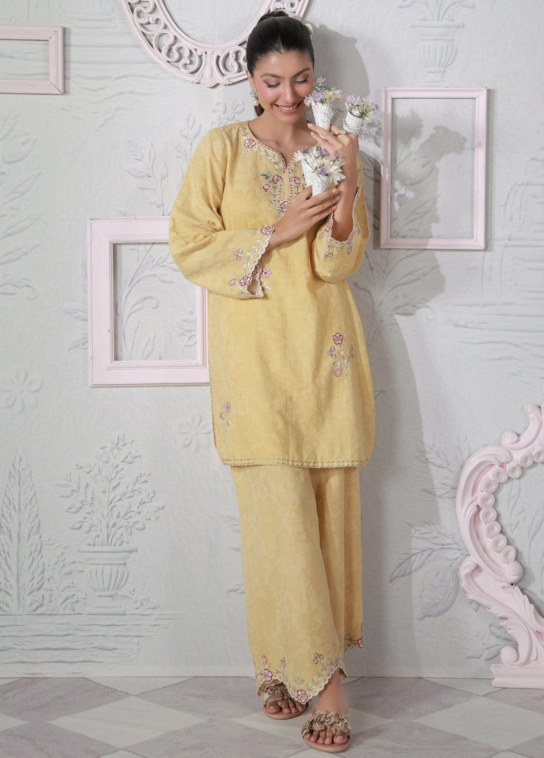 Sahar Women RTW Embroidered Jacquard 2 Piece Suit Sunshine Casual Collection