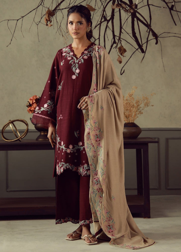 Sahar Unstitched Embroidered Khaddar 3 Piece Suit Afsana Winter Collection